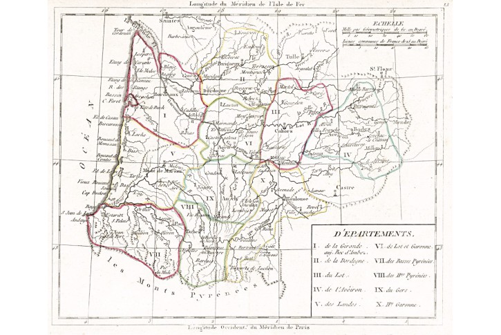 Francie jih, kolor. mědiryt, (1820)