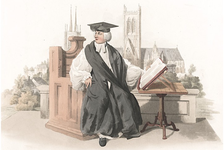 Akademik - učenec s knihou, akvatinta, 1806