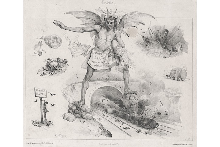 Ďábel zlo katastrofy, litografie , 1837