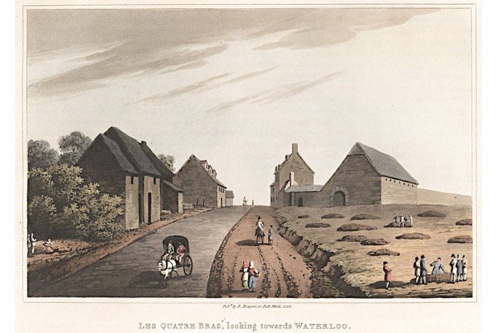 Waterloo, barevná akvatinta, R. Bowyer 1816