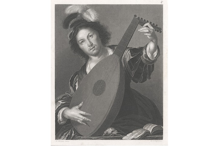 Loutnista loutna, Payne, oceloryt, 1860