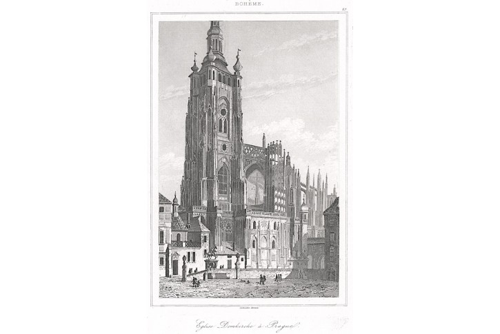 Praha Chrám sv. Víta, Le Bas, oceloryt 1842