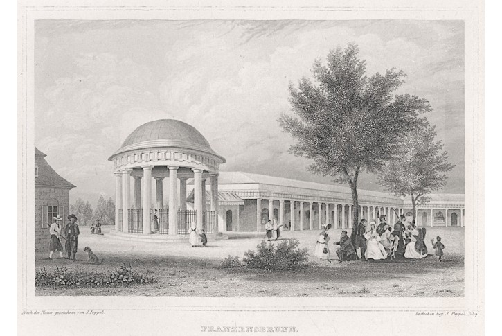 Františkovy Lázně, Lange, oceloryt, 1842