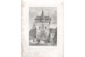 Louny Žatecká brána, Mikovec, oceloryt 1860