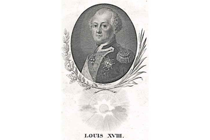 Ludvík XVIII. francouzský král,lept , 1810