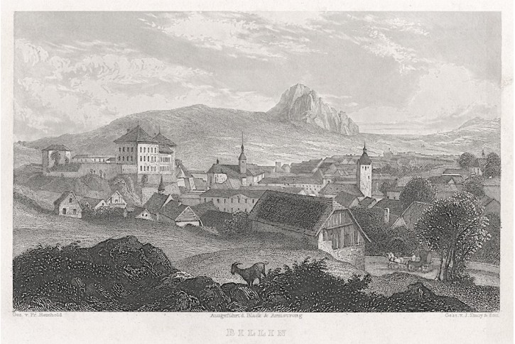 Bílina, Weidmann, oceloryt, 1840