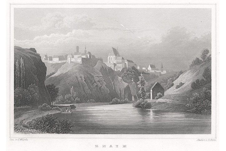 Znojmo, Lange, oceloryt, 1848