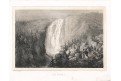 Labský vodopád II., Semmler, litografie, 1845