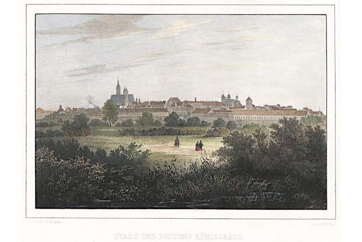 Hradec Králové, Semmler, kolor. litografie, 1845