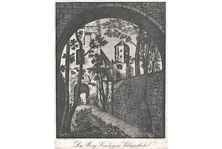 Grodno Kynsberg, Medau, litografie, 1837