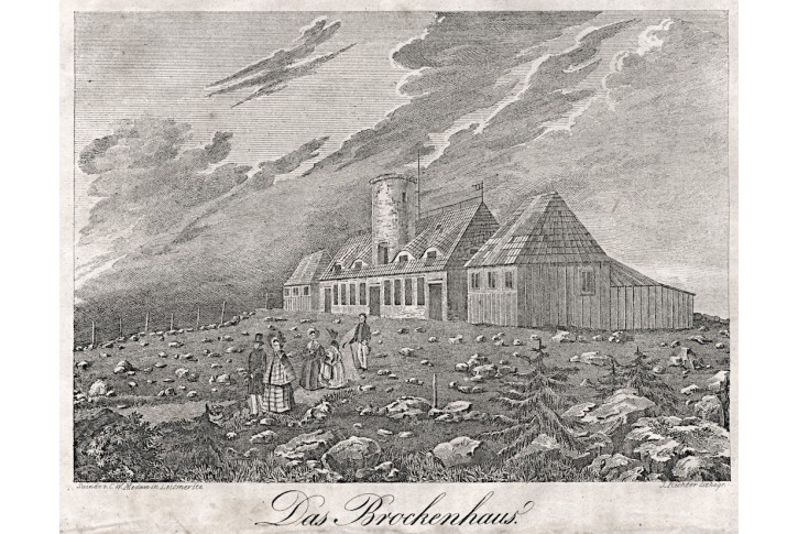  Brockenhaus Harz  , litografie, 1837