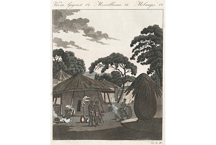 Afrika chýše, Bertuch, mědiryt ,1807