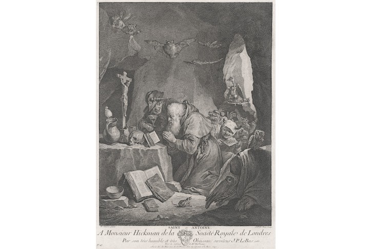 Pokušení svatého Antonína, Le Bas, mědiryt 1735