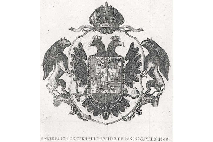 Rakousko čísařský znak, Medau, litografie, 1836