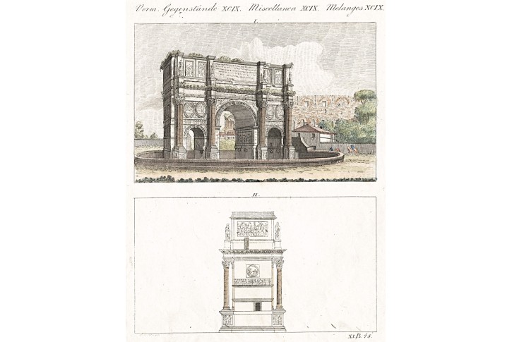 Řím Konstatinův oblouk, Bertuch, mědiryt ,1807