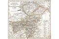 Čechy Morava Rakousko, Stieler,  oceloryt, 1845