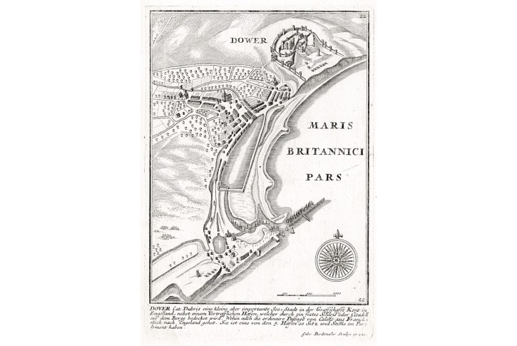 Dover, Bodenehr,  kolor. mědiryt, 1720