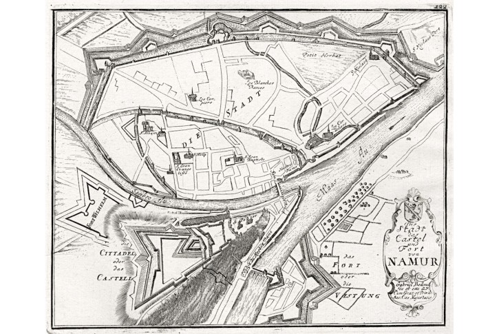 Namur, Bodenehr, kolor. mědiryt, 1725
