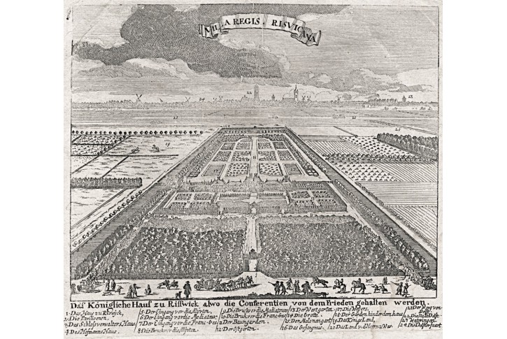 Rijswijk, Delft, mědiryt, 1697