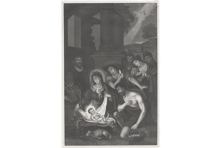Narození Krista, oceloryt, (1850)
