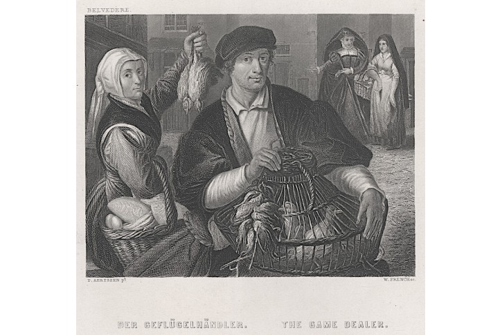 Prodavač drůbeže I., Payne, oceloryt, 1860