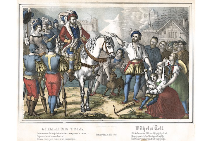 Vilém Tell III., Wentzel, kolor. litografie, 1835