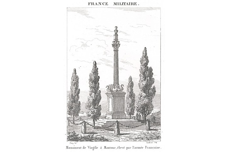 Mantova pomník, mědiryt, 1833