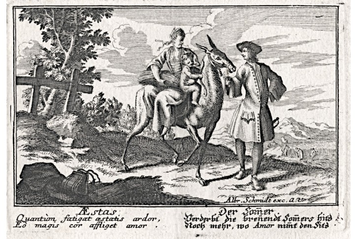 Léto alegorie, Albrecht Schmidt, mědiryt, (1730)