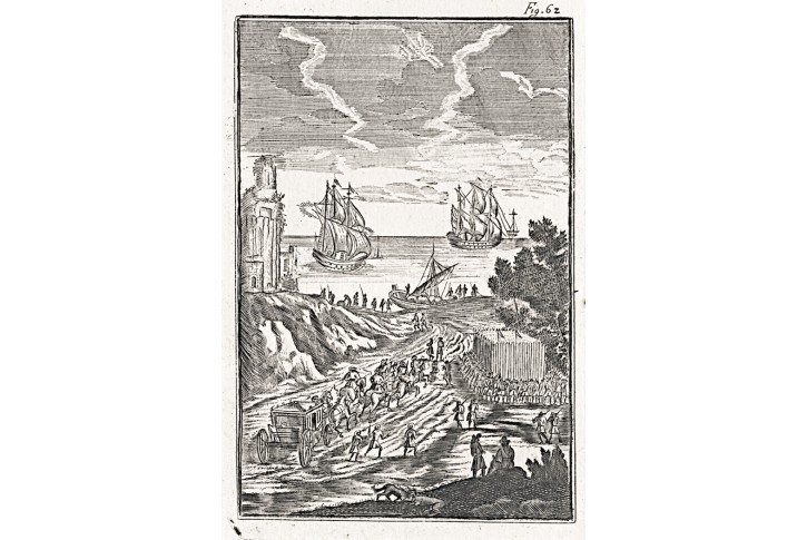 Lodě přístav, mědiryt , 18. stol.