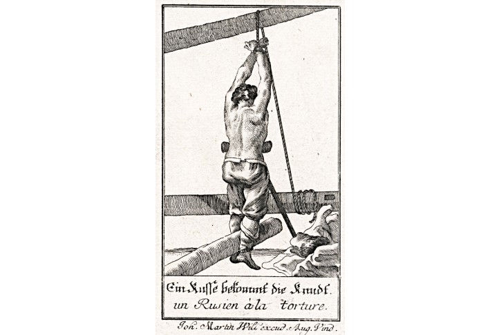 Mučení bičování  Rusko, Will, mědiryt , (1790)