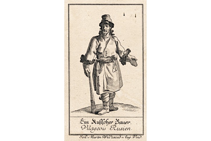 Sedlák kroj Rusko, Will, mědiryt , (1790)