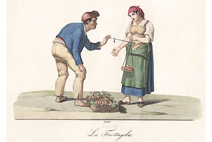 Ovoce prodavač, kolor. litografie, 1820