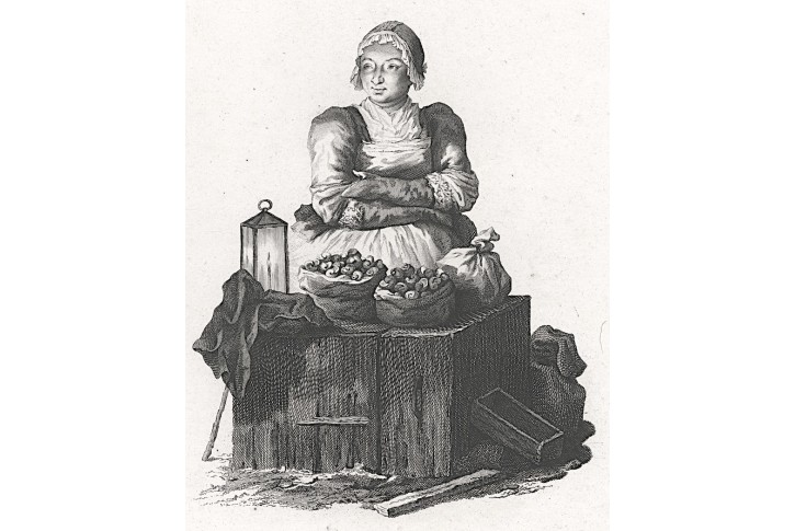 Prodavačka šneků, Feigl, mědiryt, 1775