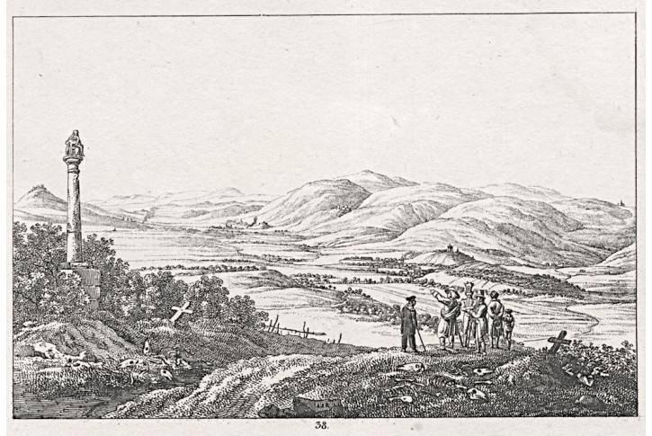 Chlumec bojiště, Ludwig Richter, lept, (1820)