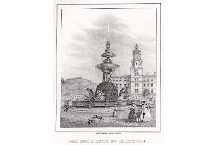 Salzburg hofbrunn, lithographie, (1860)