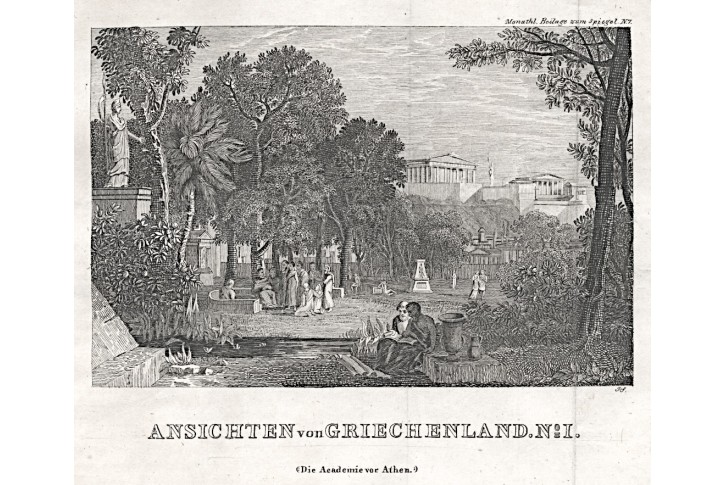 Atény Academie, mědiryt, (1850)