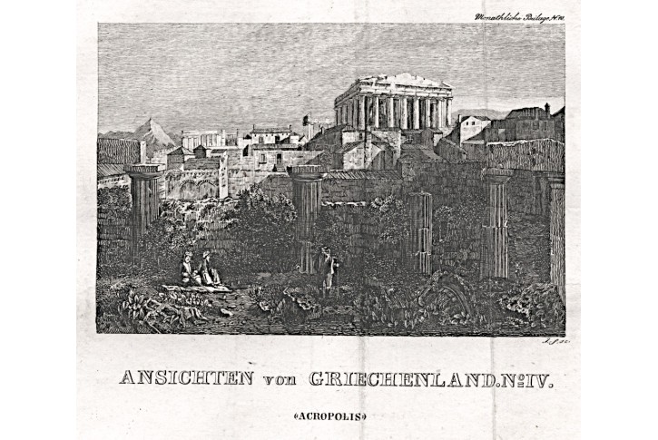 Akropolis, mědiryt, (1850)