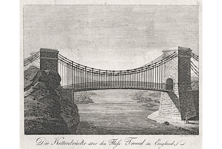 Tweed most, Medau, mědiryt , (1830)
