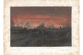 Wien požár 1848, kolor. litografie, 1848