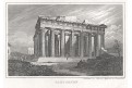 Parthenon Atény, Strahlheim, mědiryt,(1840)