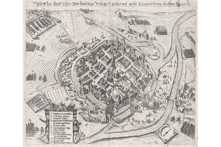 Plzeň, Bellus, mědiryt 1627
