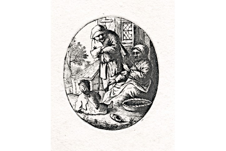 Ostade -  Deuchar, přadlena, lept, 1803