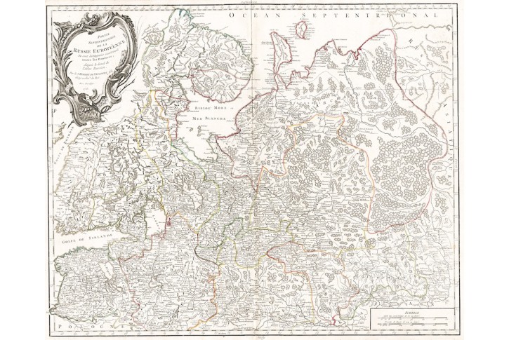 Vaugondy de: Russie Europeéne, mědiryt 1753