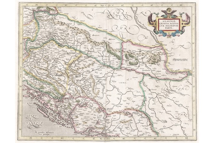 Mercator : Sclavonia Croatia, kolor. mědiryt, 1633