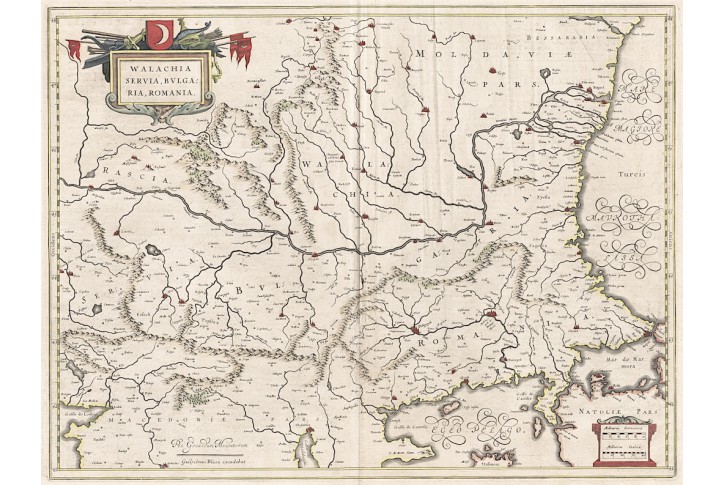 Blaeu G. : Walachia, kolor. mědiryt, (1640)