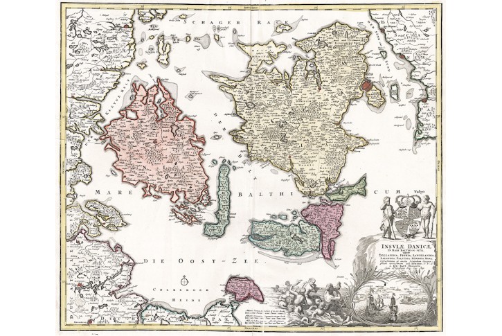 Homann J.B,:  Insulae Danicae..mědiryt, 1720
