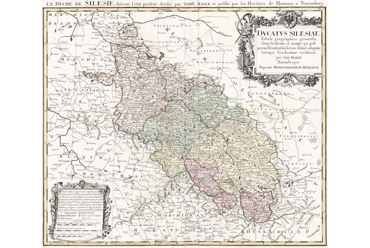 Homann Erben, Silesiae, kolor. mědiryt, 1749