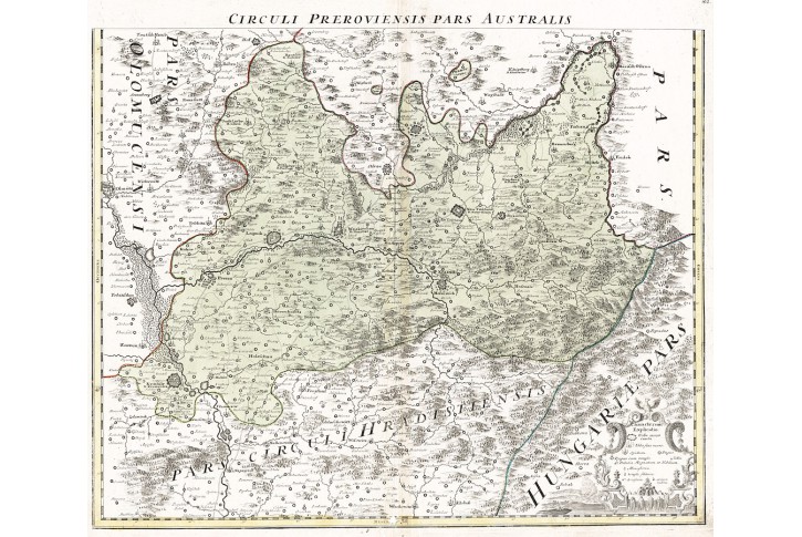 Homann J.B.: Kraj Přerov jih pošk., mědiryt, 1720