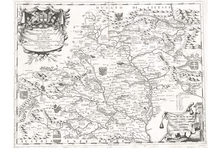 Coronelli : Marcomania- Moravia, mědiryt, 1696
