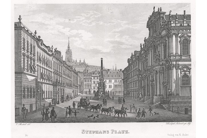 Praha Malostranské malé,  Morstadt, oceloryt, 1842